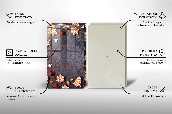 Steklena podloga za rezanje Medenjakov božič