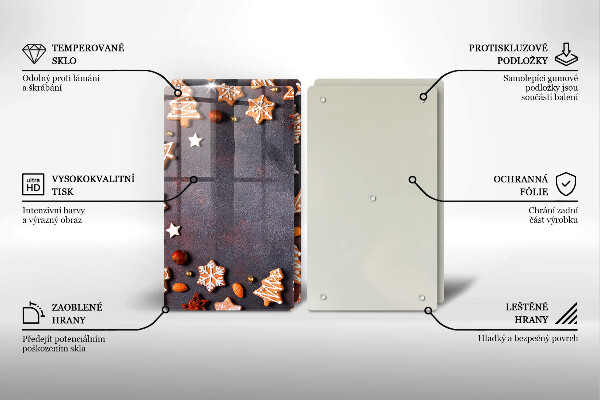 Steklena podloga za rezanje Medenjakov božič