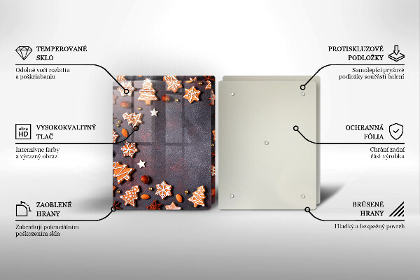 Steklena podloga za rezanje Medenjakov božič