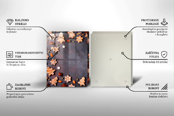 Steklena podloga za rezanje Medenjakov božič