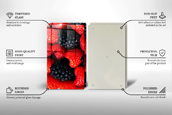 Steklena podloga za rezanje Maline in robide