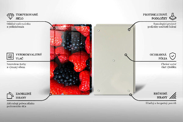 Steklena podloga za rezanje Maline in robide