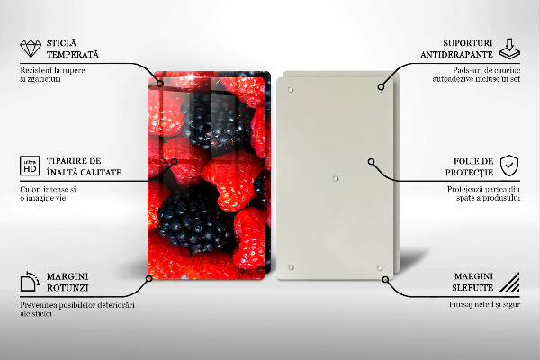 Steklena podloga za rezanje Maline in robide