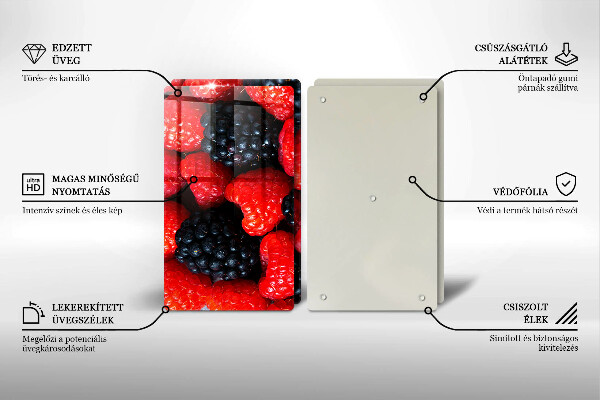 Steklena podloga za rezanje Maline in robide