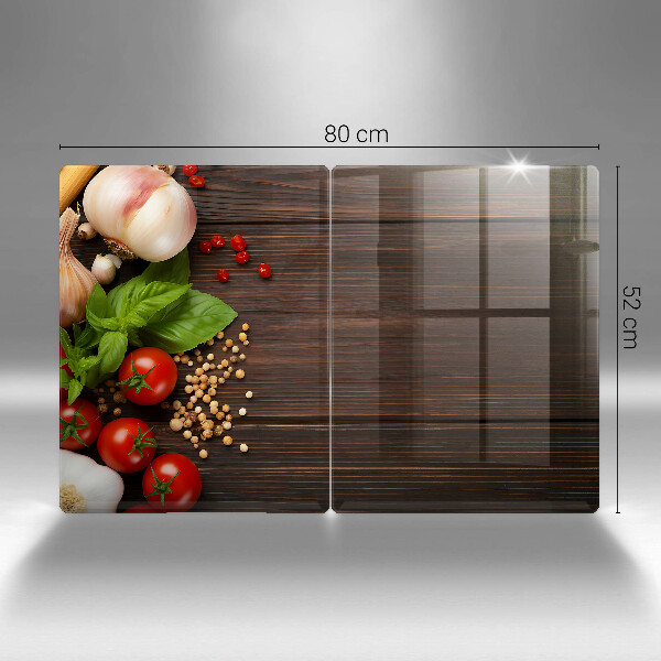 Steklena podloga za rezanje Zelenjava na mizi