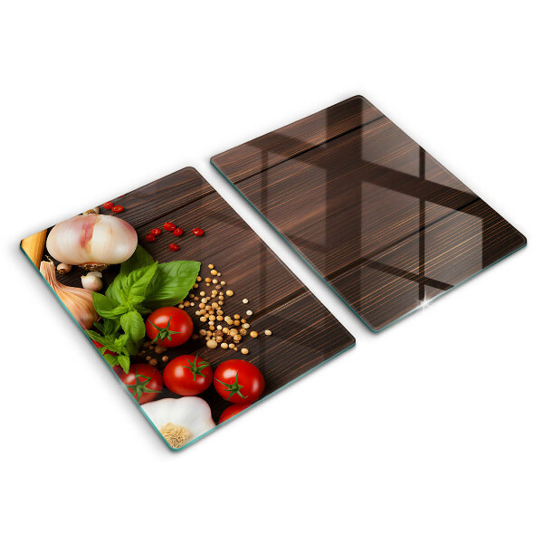 Steklena podloga za rezanje Zelenjava na mizi