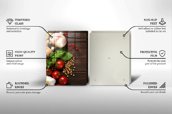 Steklena podloga za rezanje Zelenjava na mizi