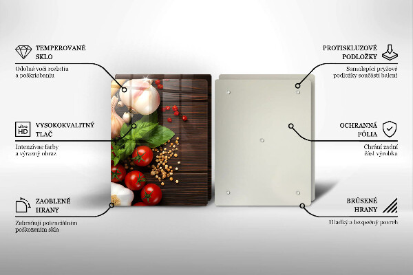 Steklena podloga za rezanje Zelenjava na mizi