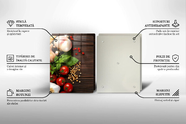 Steklena podloga za rezanje Zelenjava na mizi