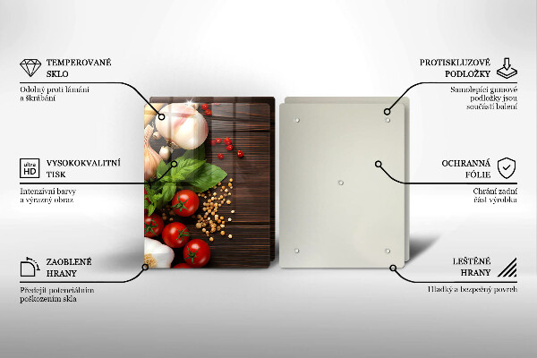 Steklena podloga za rezanje Zelenjava na mizi