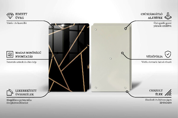 Steklena podloga za rezanje Črna abstrakcija
