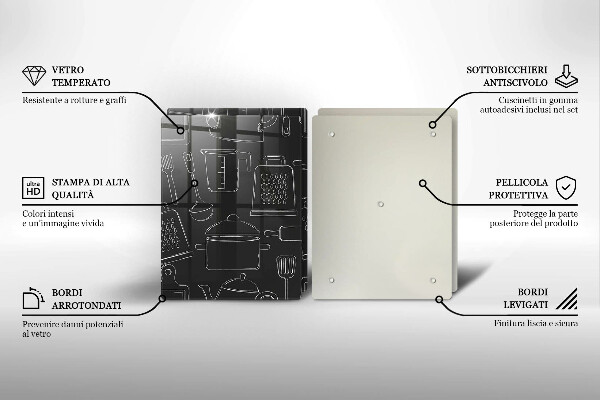 Steklena podloga za rezanje Risani kuhinjski dodatki