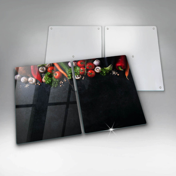 Steklena podloga za rezanje Pisana zelenjava