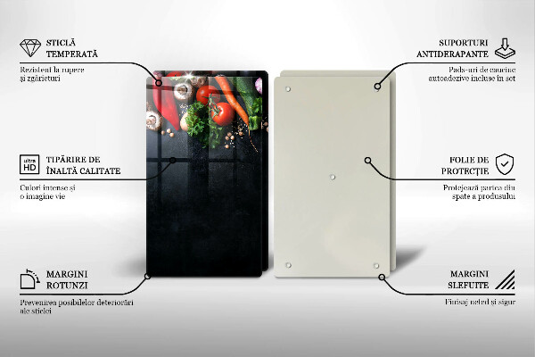 Steklena podloga za rezanje Pisana zelenjava