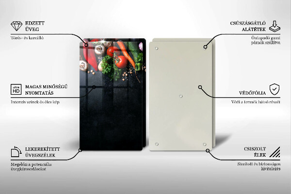 Steklena podloga za rezanje Pisana zelenjava