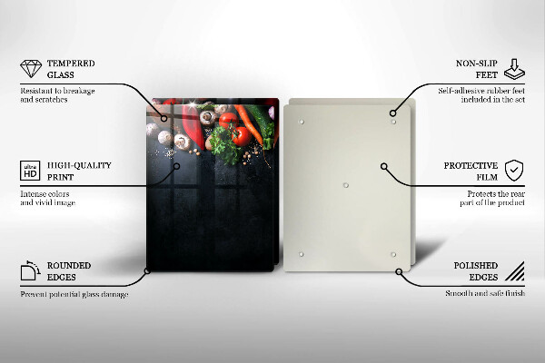 Steklena podloga za rezanje Pisana zelenjava