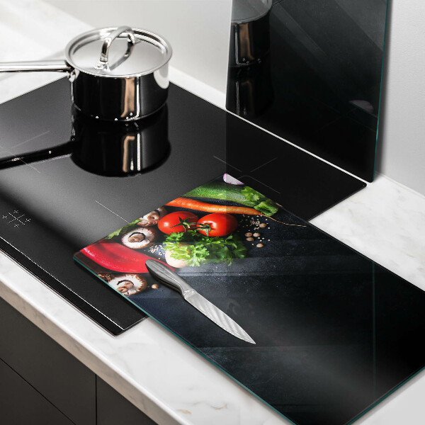 Steklena podloga za rezanje Pisana zelenjava