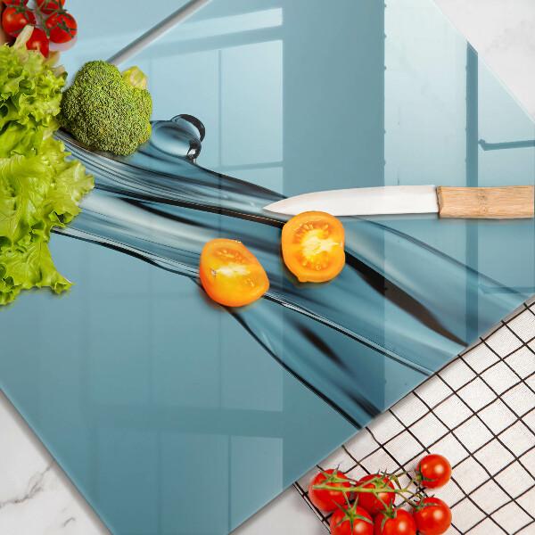 Steklena podloga za rezanje Voda na modrem ozadju