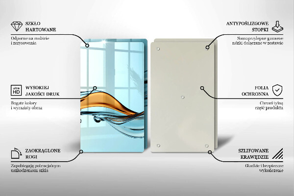 Steklena podloga za rezanje Voda na modrem ozadju