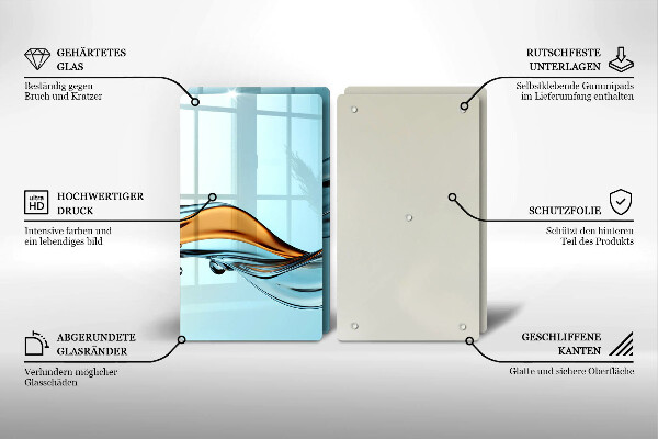 Steklena podloga za rezanje Voda na modrem ozadju