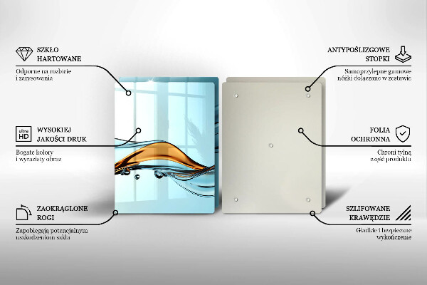 Steklena podloga za rezanje Voda na modrem ozadju
