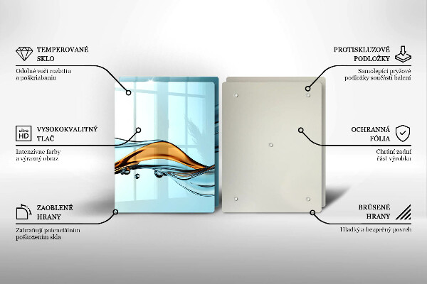 Steklena podloga za rezanje Voda na modrem ozadju
