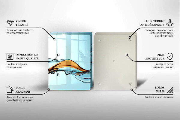 Steklena podloga za rezanje Voda na modrem ozadju