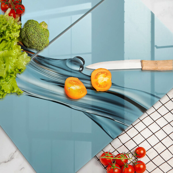 Steklena podloga za rezanje Voda na modrem ozadju