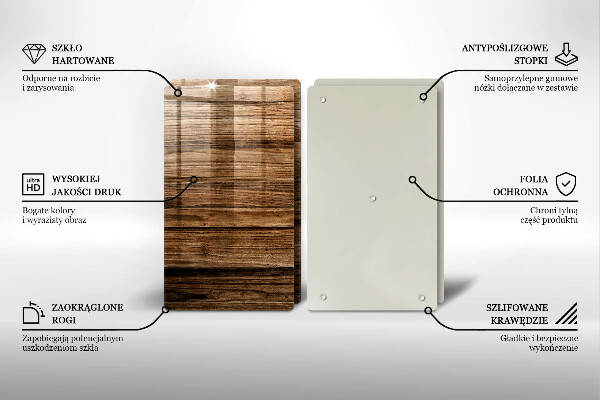 Steklena podloga za rezanje Tekstura lesa