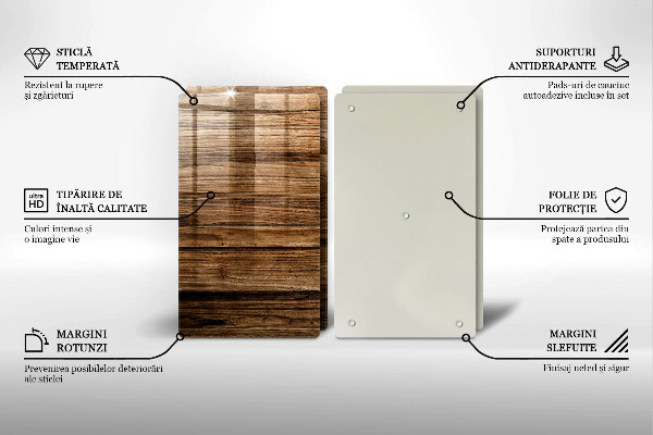 Steklena podloga za rezanje Tekstura lesa