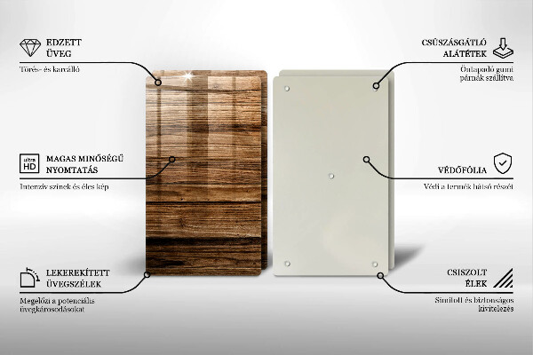 Steklena podloga za rezanje Tekstura lesa