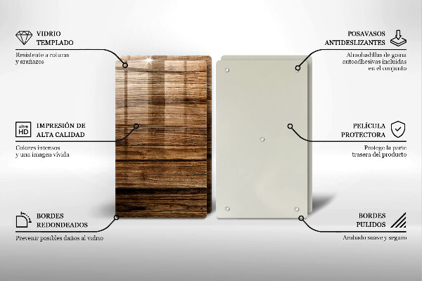 Steklena podloga za rezanje Tekstura lesa