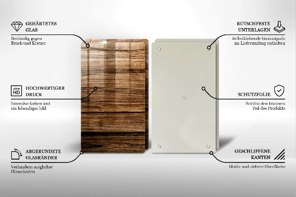 Steklena podloga za rezanje Tekstura lesa