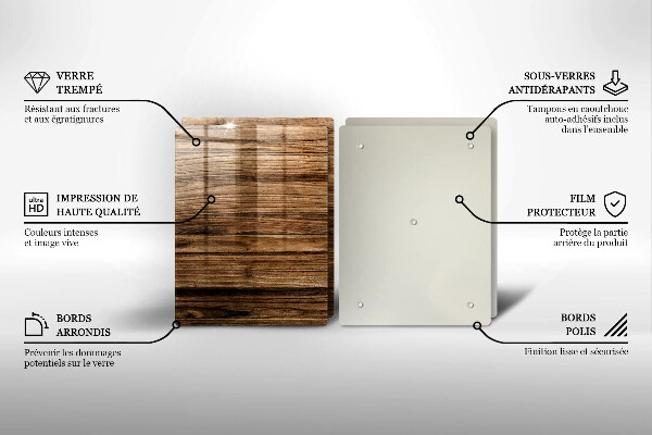 Steklena podloga za rezanje Tekstura lesa