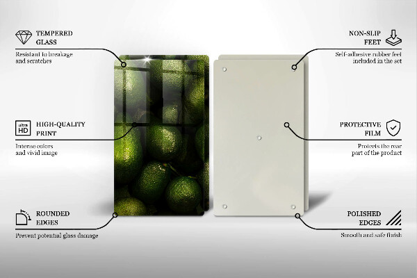 Steklena podloga za rezanje Sadje avokada