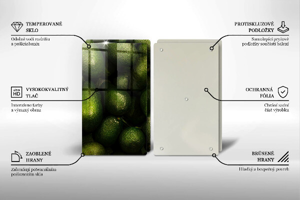 Steklena podloga za rezanje Sadje avokada