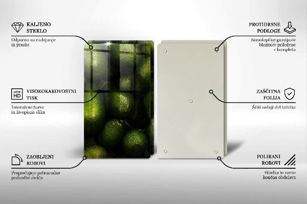 Steklena podloga za rezanje Sadje avokada