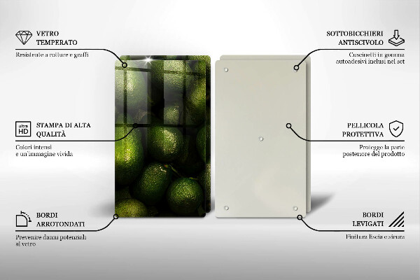 Steklena podloga za rezanje Sadje avokada