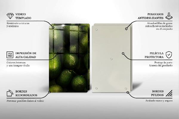 Steklena podloga za rezanje Sadje avokada