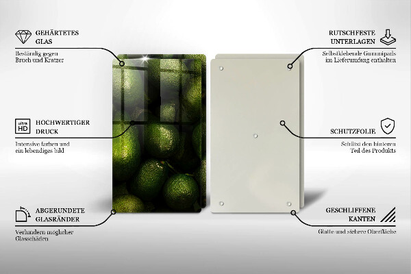 Steklena podloga za rezanje Sadje avokada