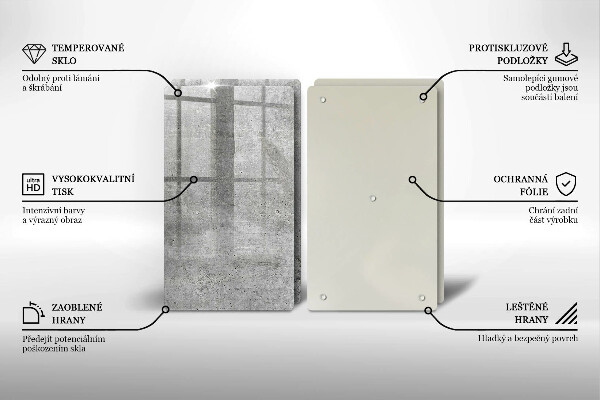 Steklena podloga za rezanje Tekstura betona