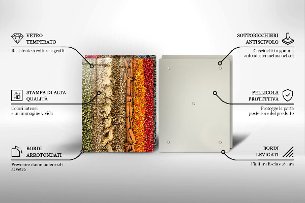 Steklena podloga za rezanje Pisane začimbe