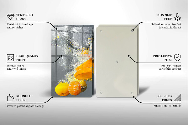 Steklena podloga za rezanje Limone v vodi