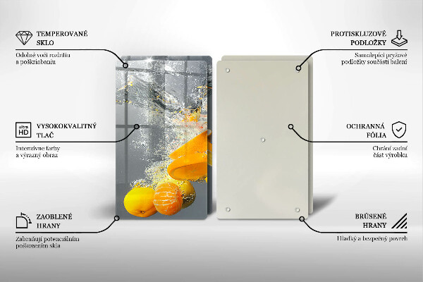 Steklena podloga za rezanje Limone v vodi