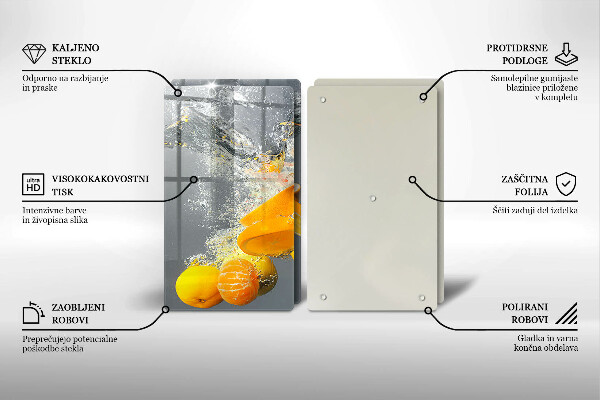 Steklena podloga za rezanje Limone v vodi