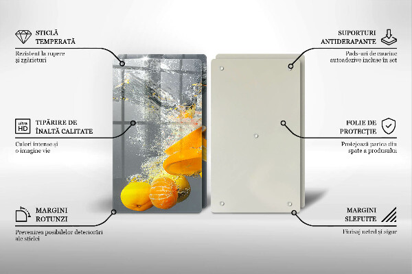 Steklena podloga za rezanje Limone v vodi