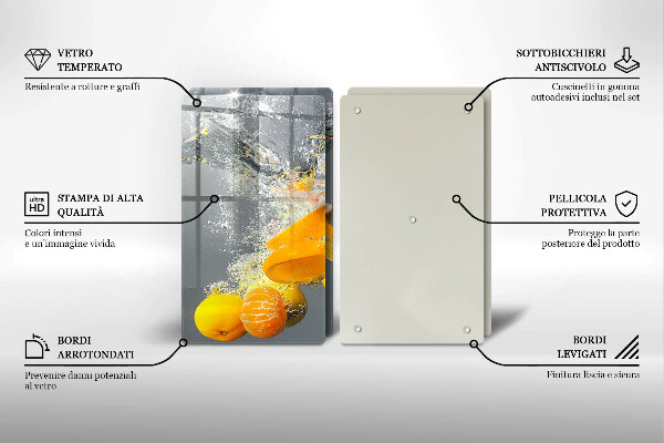 Steklena podloga za rezanje Limone v vodi