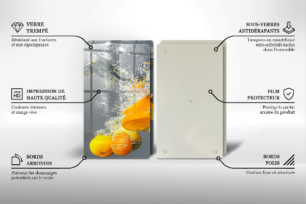 Steklena podloga za rezanje Limone v vodi