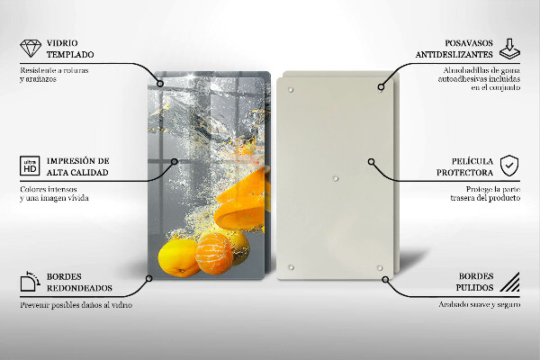 Steklena podloga za rezanje Limone v vodi