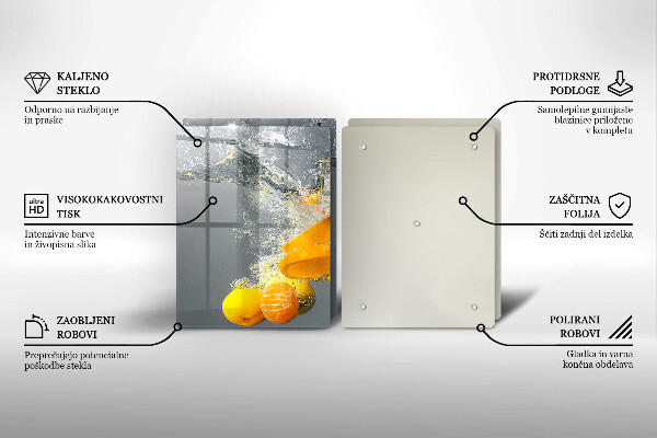 Steklena podloga za rezanje Limone v vodi